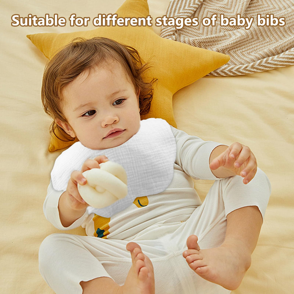 DOSMINE dosmine-baby-bibs-absorbent-four-layer showcases four-layer muslin for superior absorption.