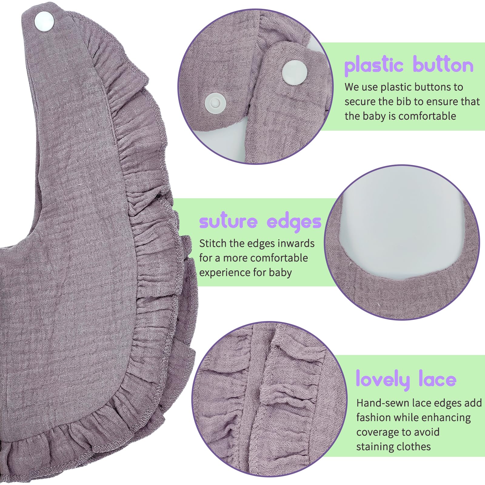 Multi-use design doubles as burp cloths for quick cleanup.