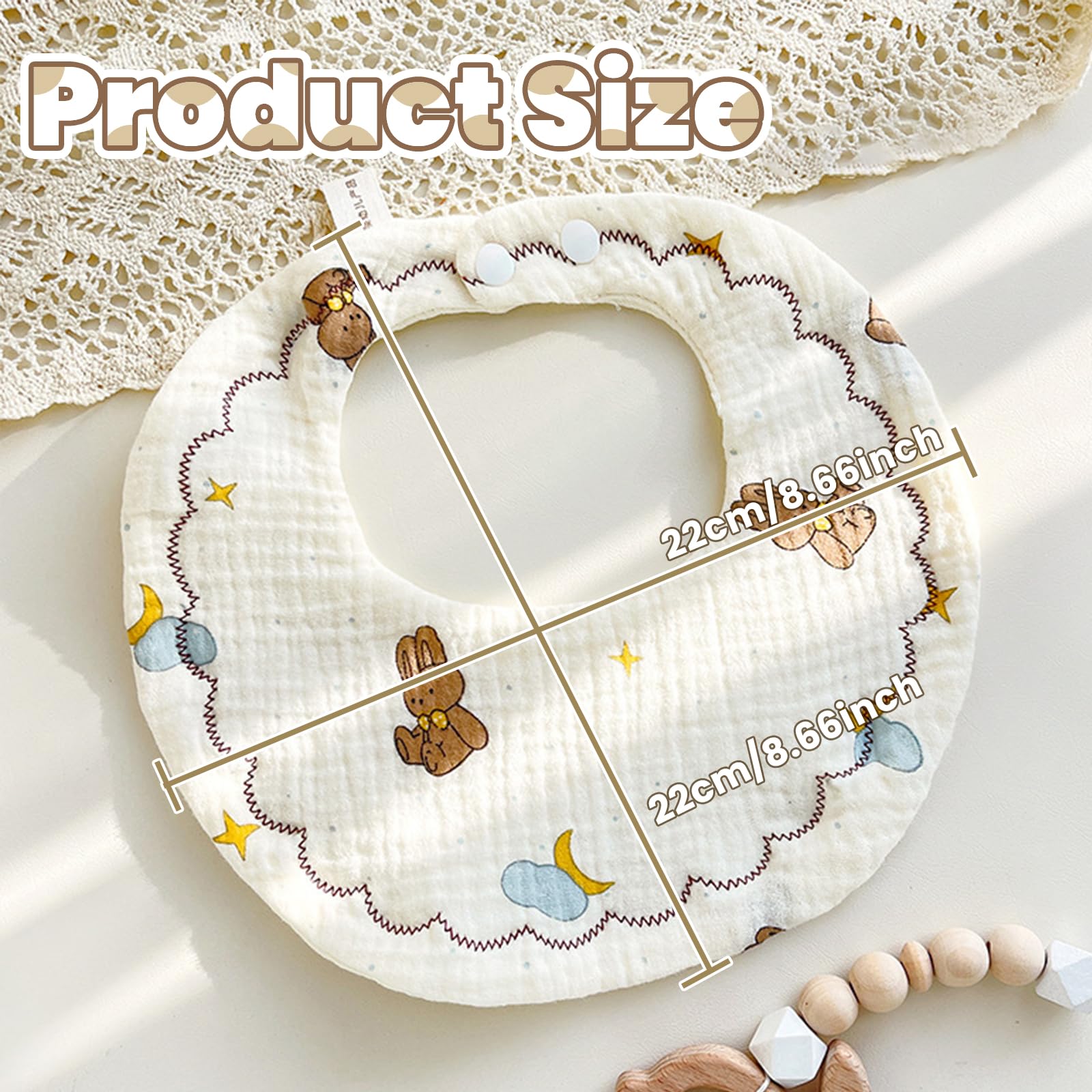 DOSMINE adjustable-neck bibs with 2 snaps fit newborn to toddler