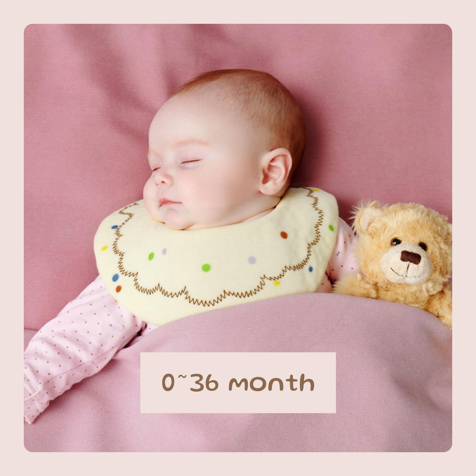DOSMINE muslin 6-layer bibs show ultra-soft fabric ideal for delicate skin