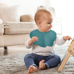 DOSMINE muslin bibs with double-layer absorbency keep baby dry during teething.