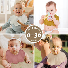 DOSMINE bibs with adjustable snaps grow with your baby for secure meals.