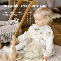 DOSMINE cream bibs adjustable-snaps ensure comfortable fit from newborn to 36 months