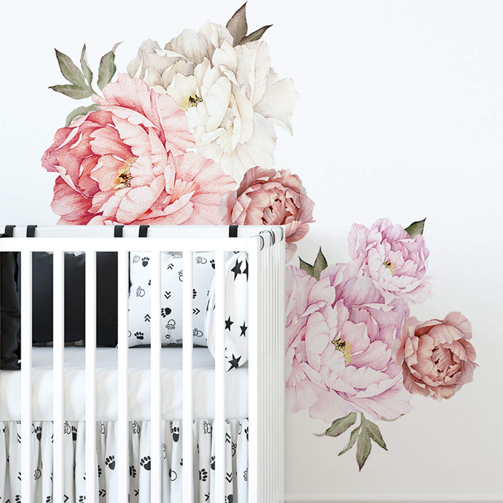 Dosminer soft pink peony wall art for living room enhances ambience.