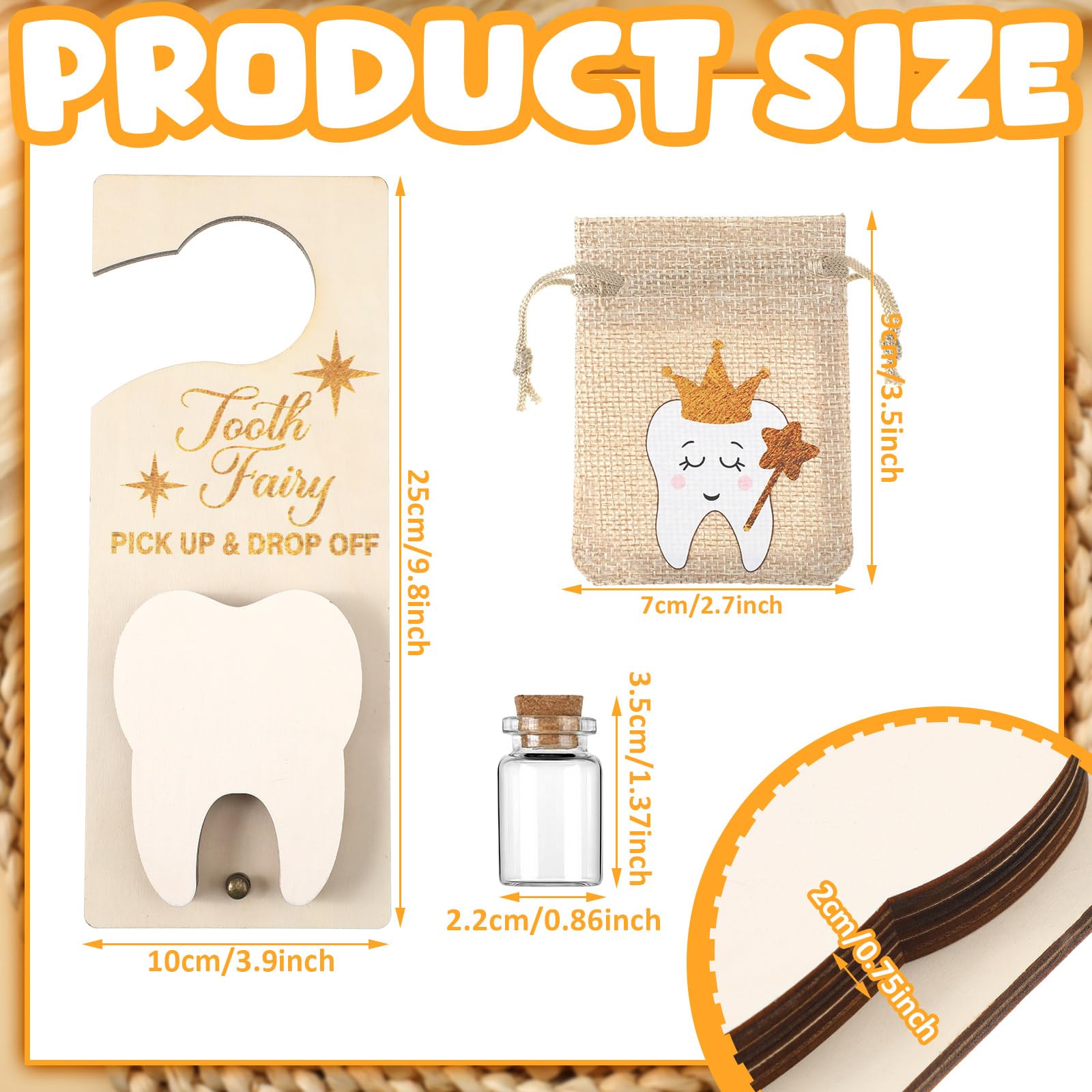 DoubleFill burlap pouch safely stores baby teeth and keepsakes.