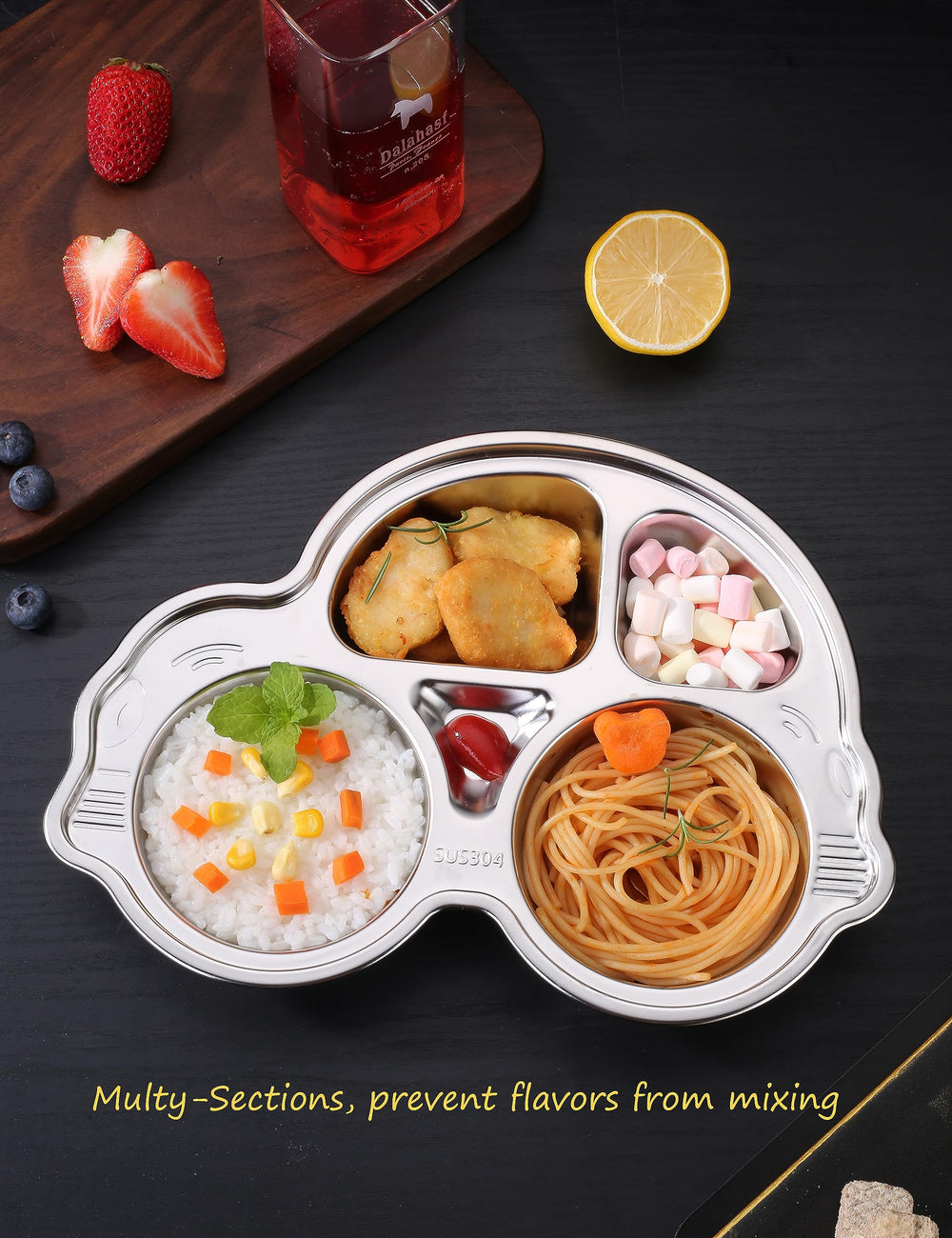 Doueat three-pack stainless plates saves space and simplifies mealtime prep.