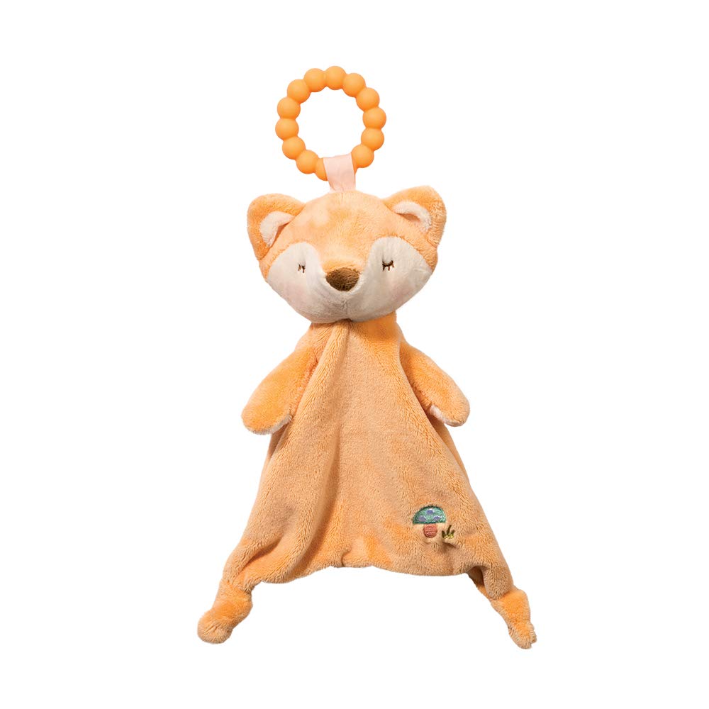 Douglas Baby Fox Teether Plush toy with silicone teether ring for soothing teething.