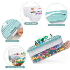 Douorgan lid doubles as a sturdy building surface during play.