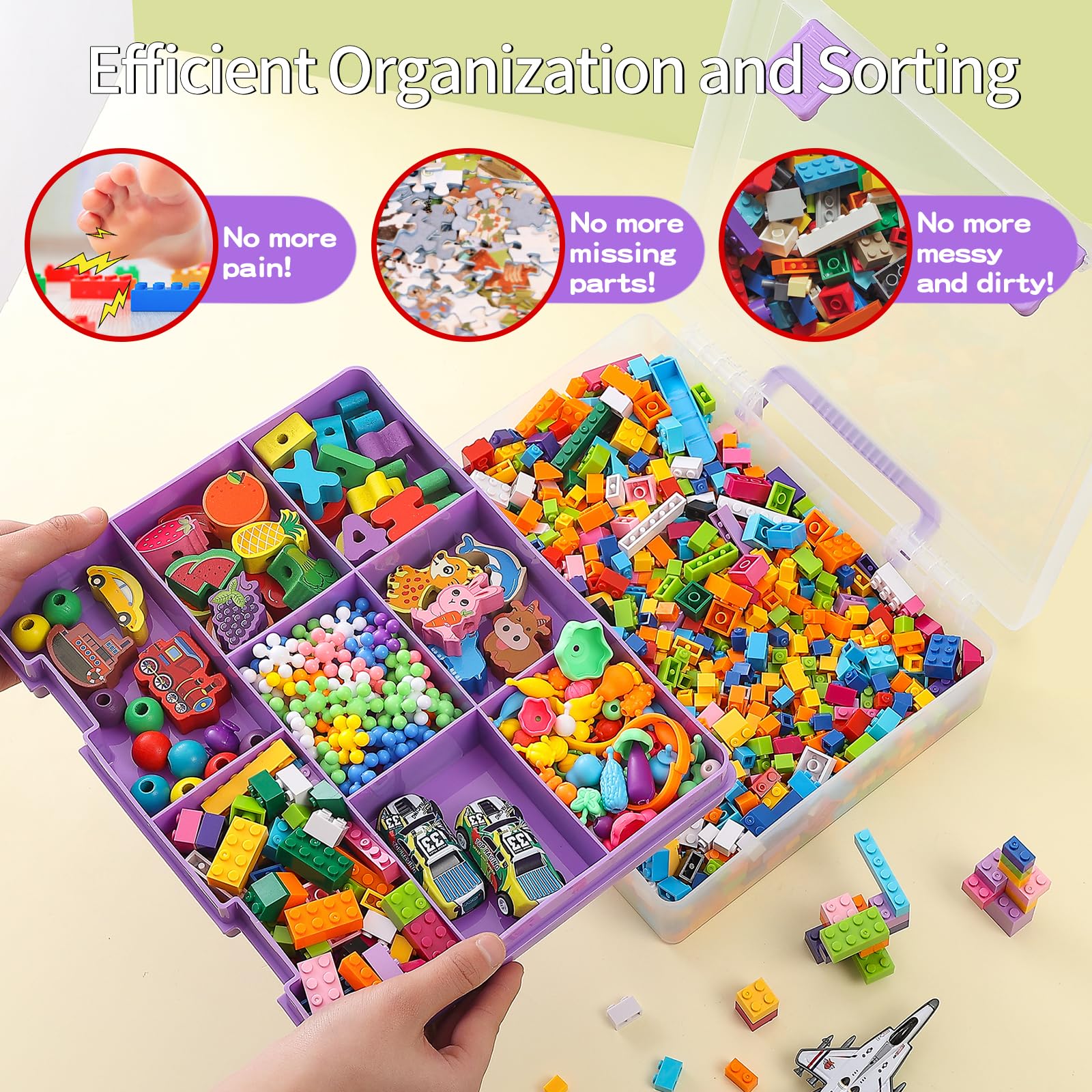 Stackable design with top-access lid and snap closure.