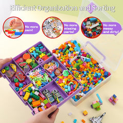 Stackable design with top-access lid and snap closure.