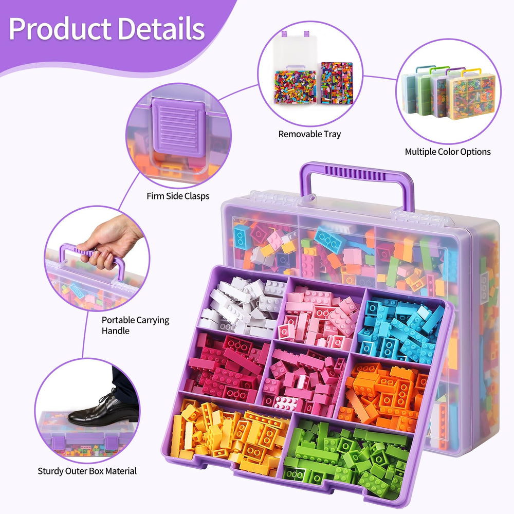 Removable insert tray with eight compartments for easy sorting.