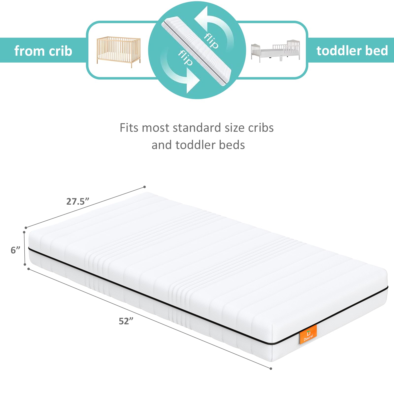 Dourxi toddler-side plush memory foam adds comfortable support.