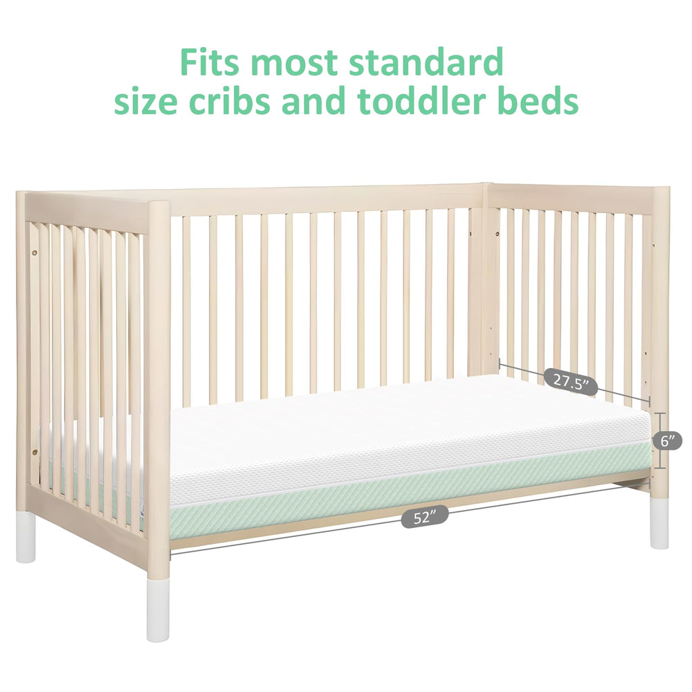 Dourxi standard crib size fits most standard cribs and toddler beds.