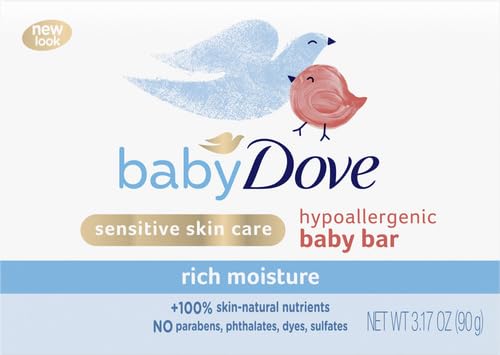 Dove Baby Bar Rich Moisture, foamy lather image, ideal for soothing bath time.