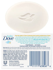 Dove Baby Bar Rich Moisture with towel scene, promotes gentle cleansing and hydration.