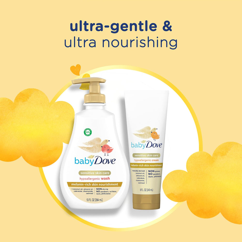 Dove Baby body wash with coconut oil nourishes and hydrates skin
