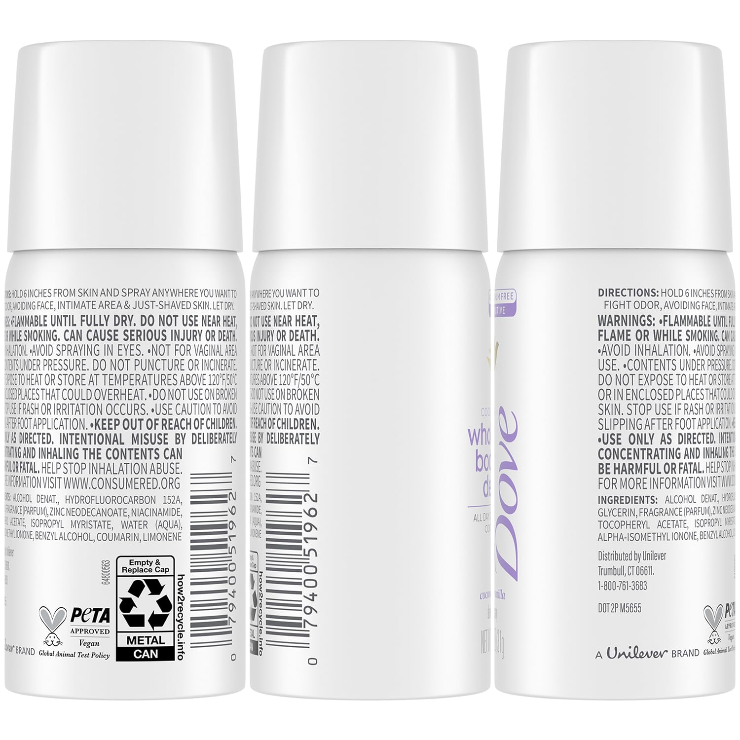 Dove mini deodorant spray coconut vanilla on-the-go compact for everyday activities
