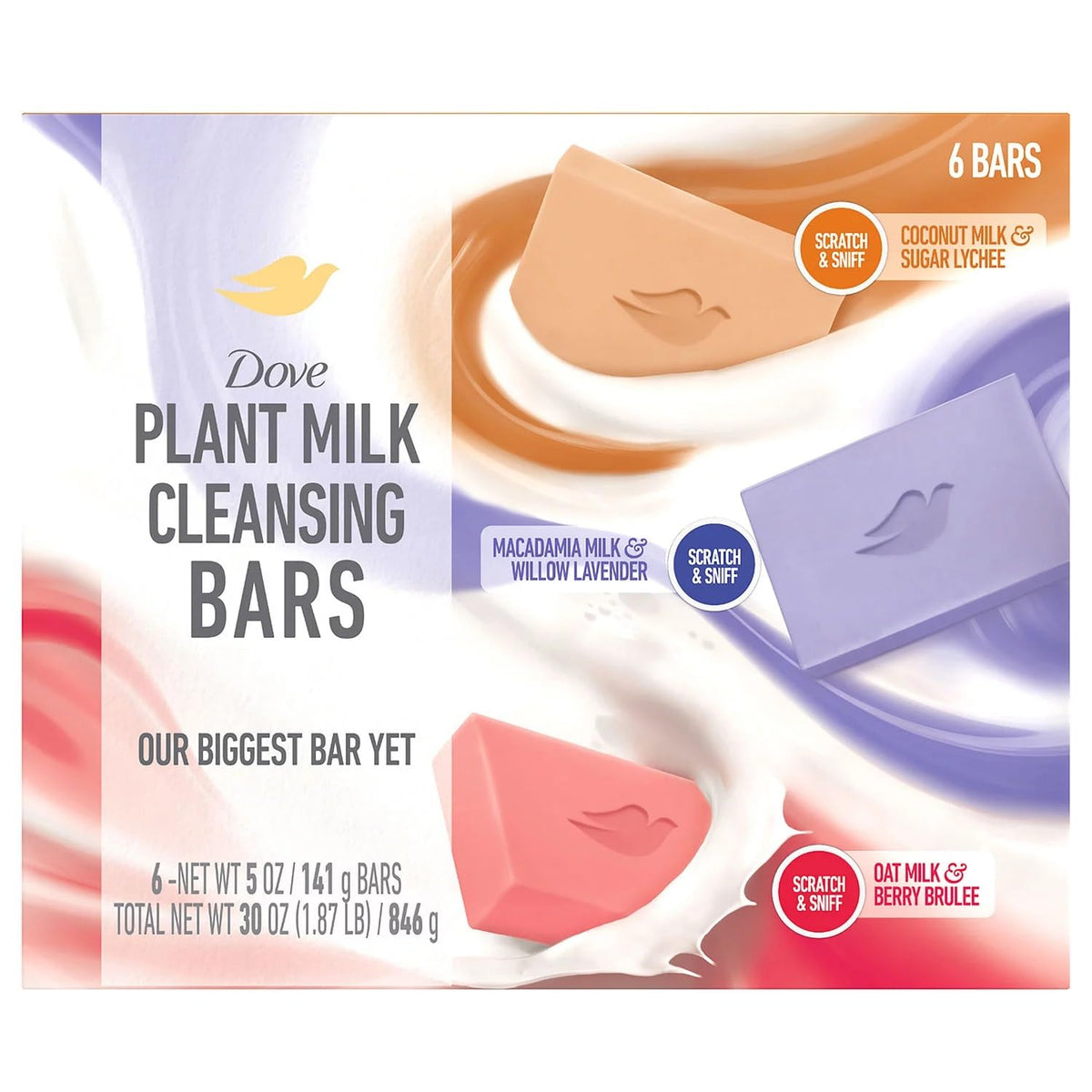 Dove Plant Milk Bar Coconut Lychee close-up showing creamy lather for daily showers.