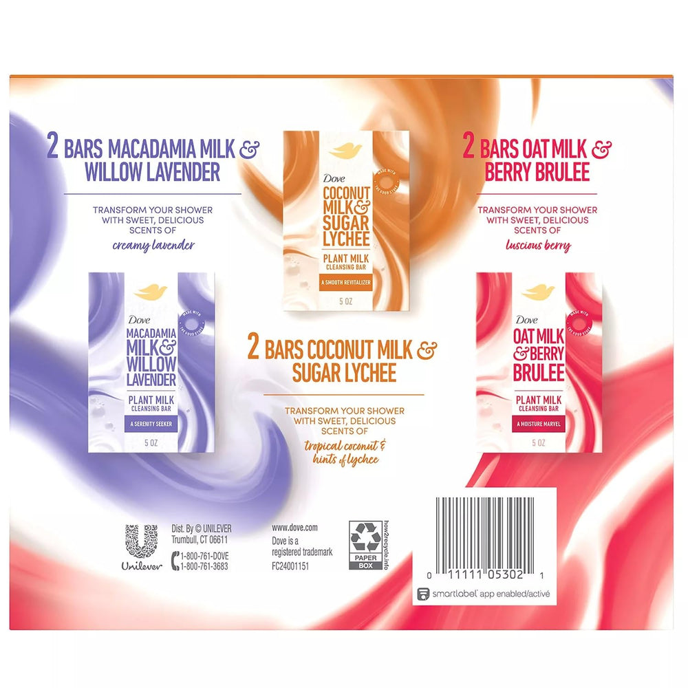 Dove Plant Milk Bar Oat Milk Berry Brulee highlight berry notes and gentle moisture.