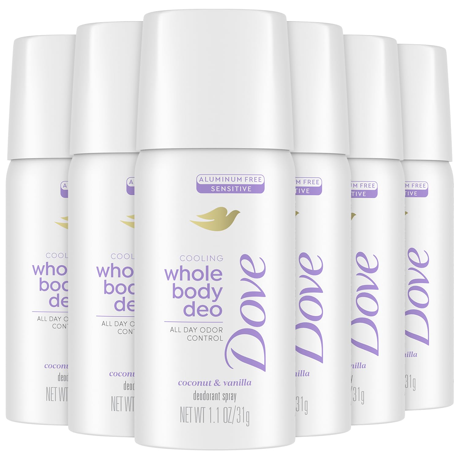 Dove Whole Body Deo Spray coconut vanilla travel pack visible in gym bag for fresh feeling