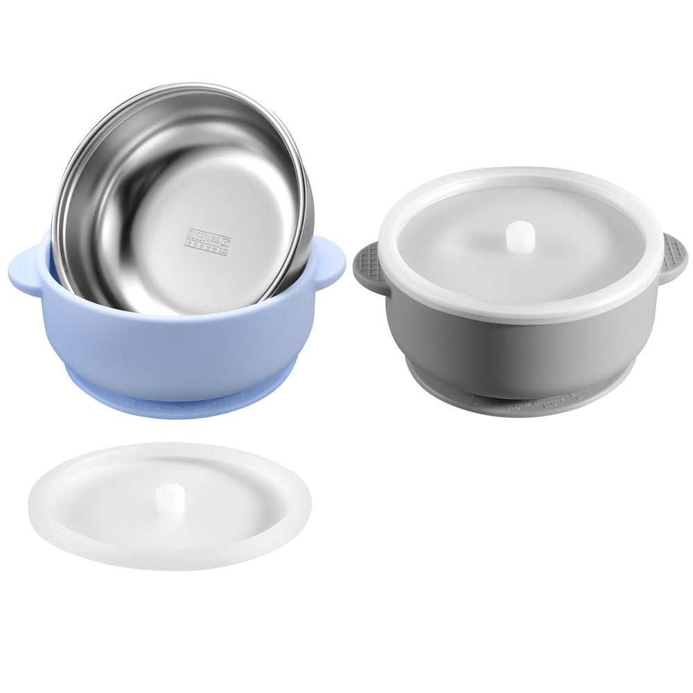 Dovesail 2-pack bowls in skyblue and gray for kid-friendly mealtime.