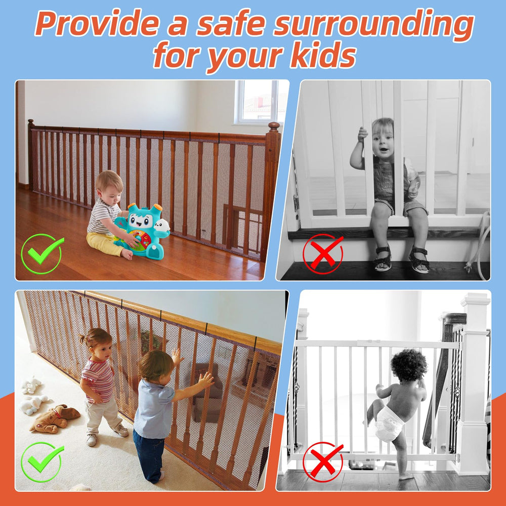 Dovesail Stairway Mesh Netting fits railings for safe passage.
