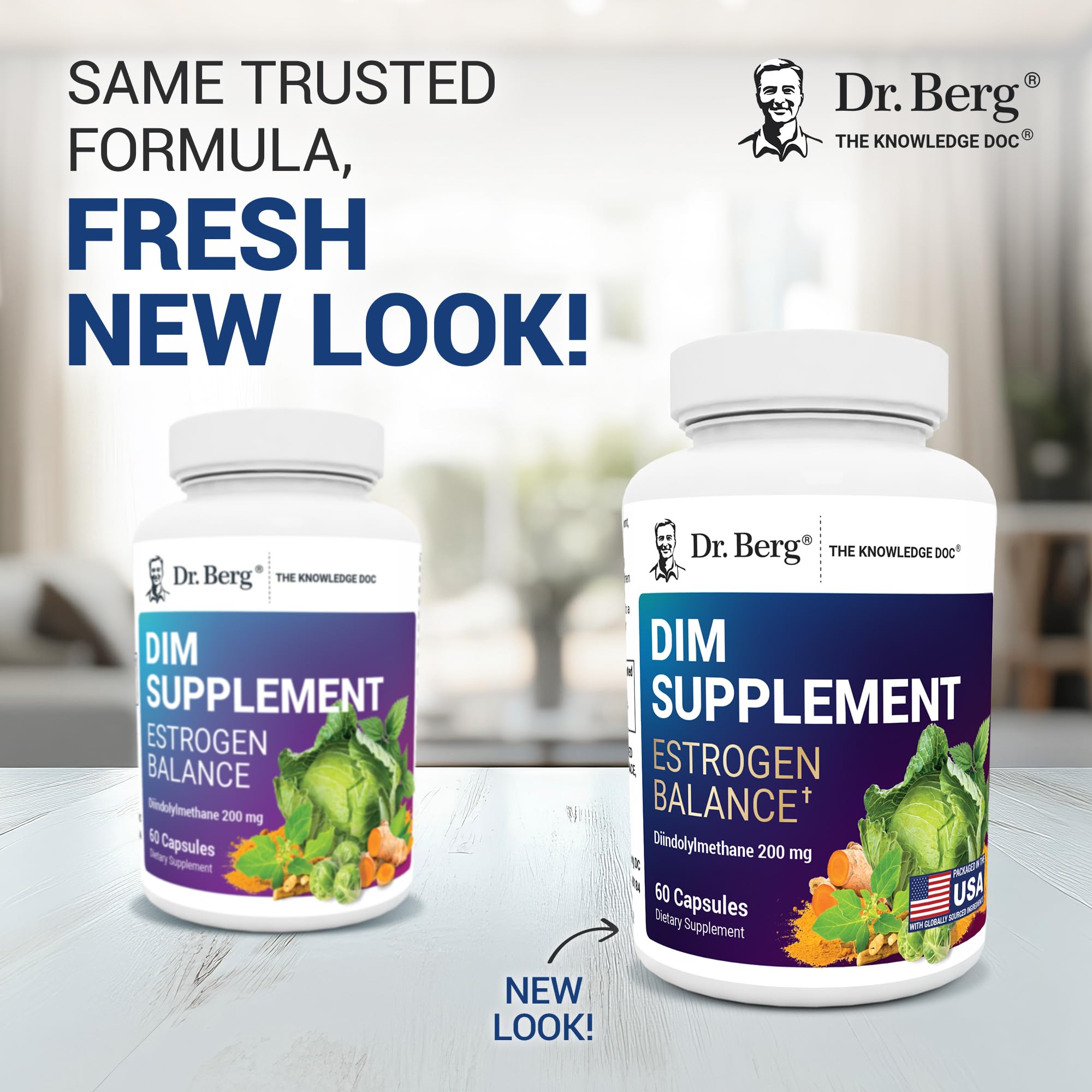 Close-up of pouring Dr. Berg DIM capsules for easy daily use.