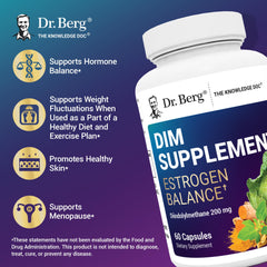 Lineup of Dr. Berg DIM capsules in a compact, easy-to-dose format.