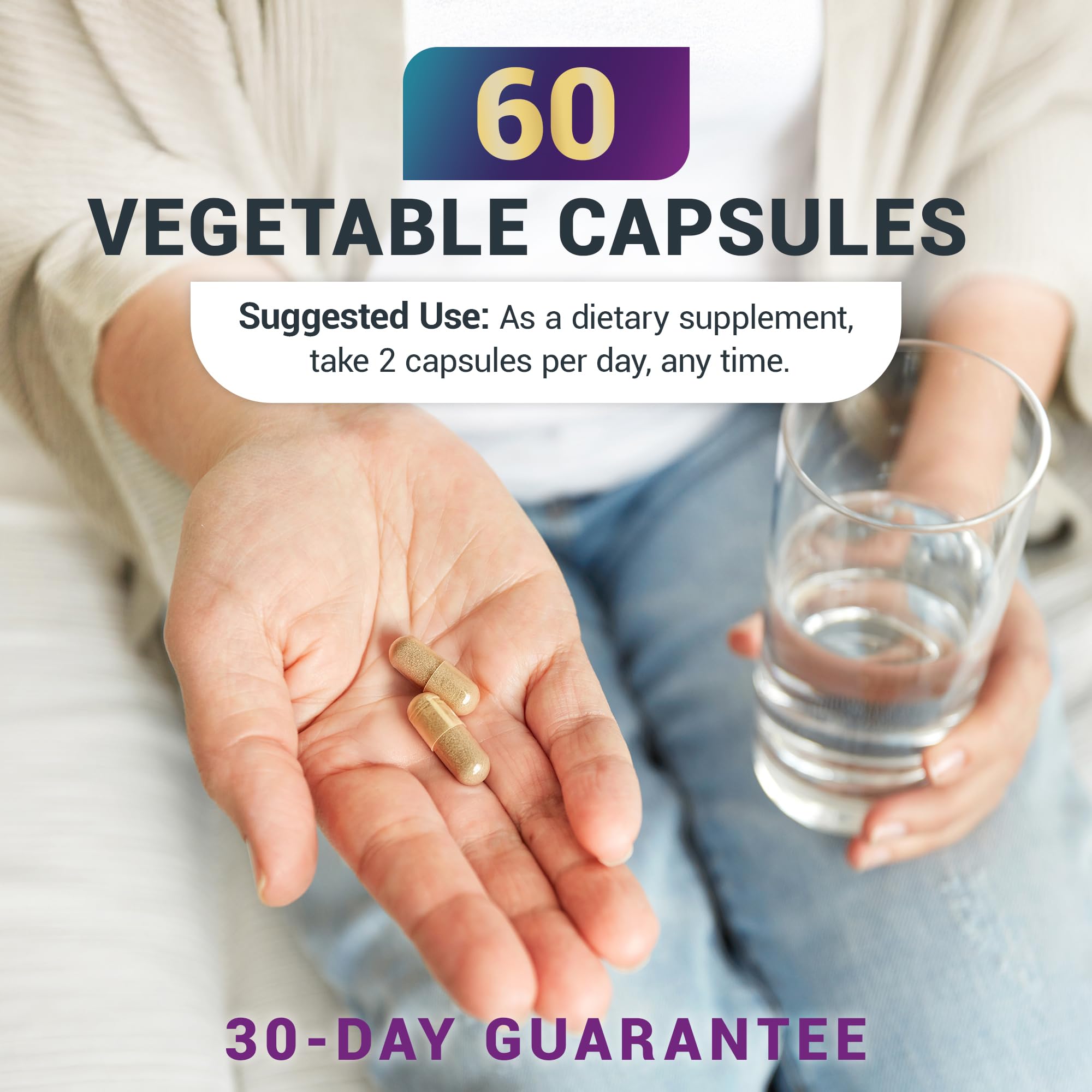 Consumer using Dr. Berg DIM capsule as part of daily routine at home.