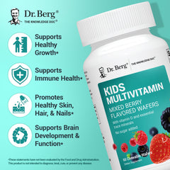 Close-up of Dr. Berg Kids Chewables mixed berry wafers showing candy-like texture.