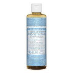 Dr. Bronner's Baby Soap Liquid Castile 8oz bottle for gentle baby cleansing.