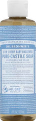 Dr. Bronner's Baby Soap with bubbles for gentle bath.