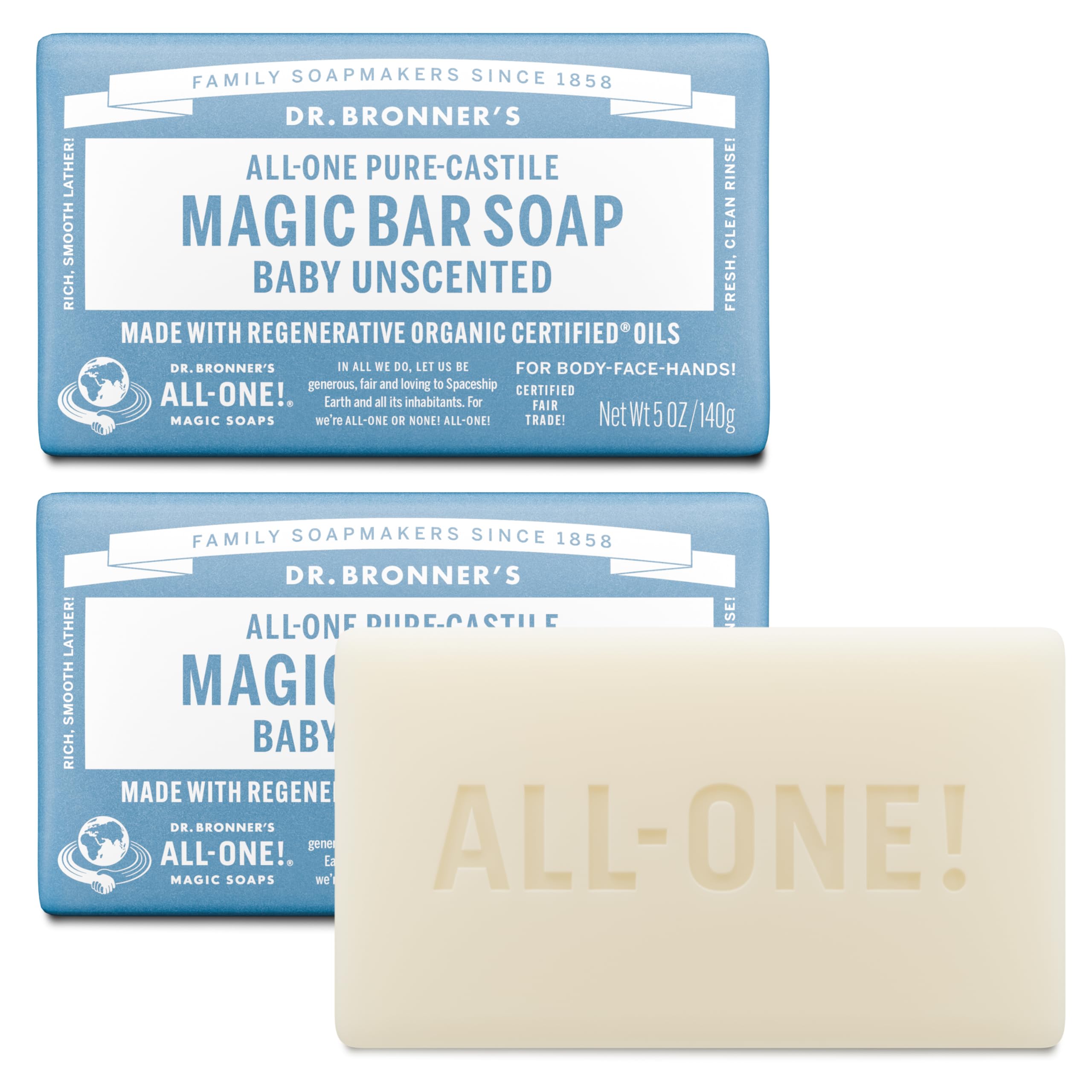 Dr. Bronner's Baby Unscented Bar lather for gentle cleansing