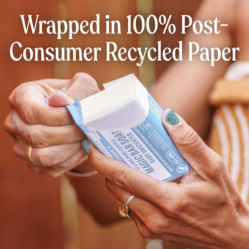 Daily use with Dr. Bronner's Baby Unscented Bar on delicate skin