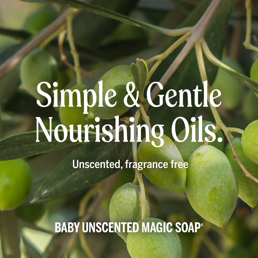 Dr. Bronner's face and body cleansing demonstrated in a bathroom setup