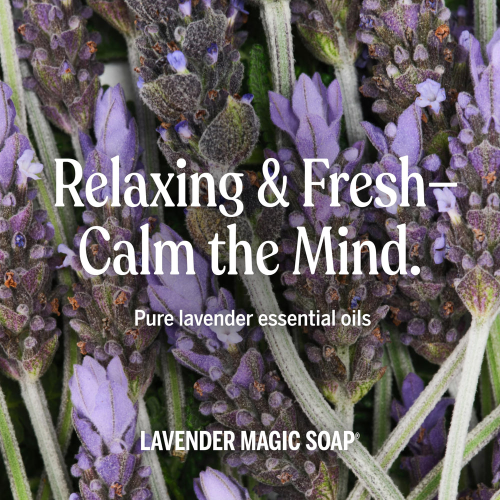 32-ounce bottle with lavender label signals long-lasting cleansing.