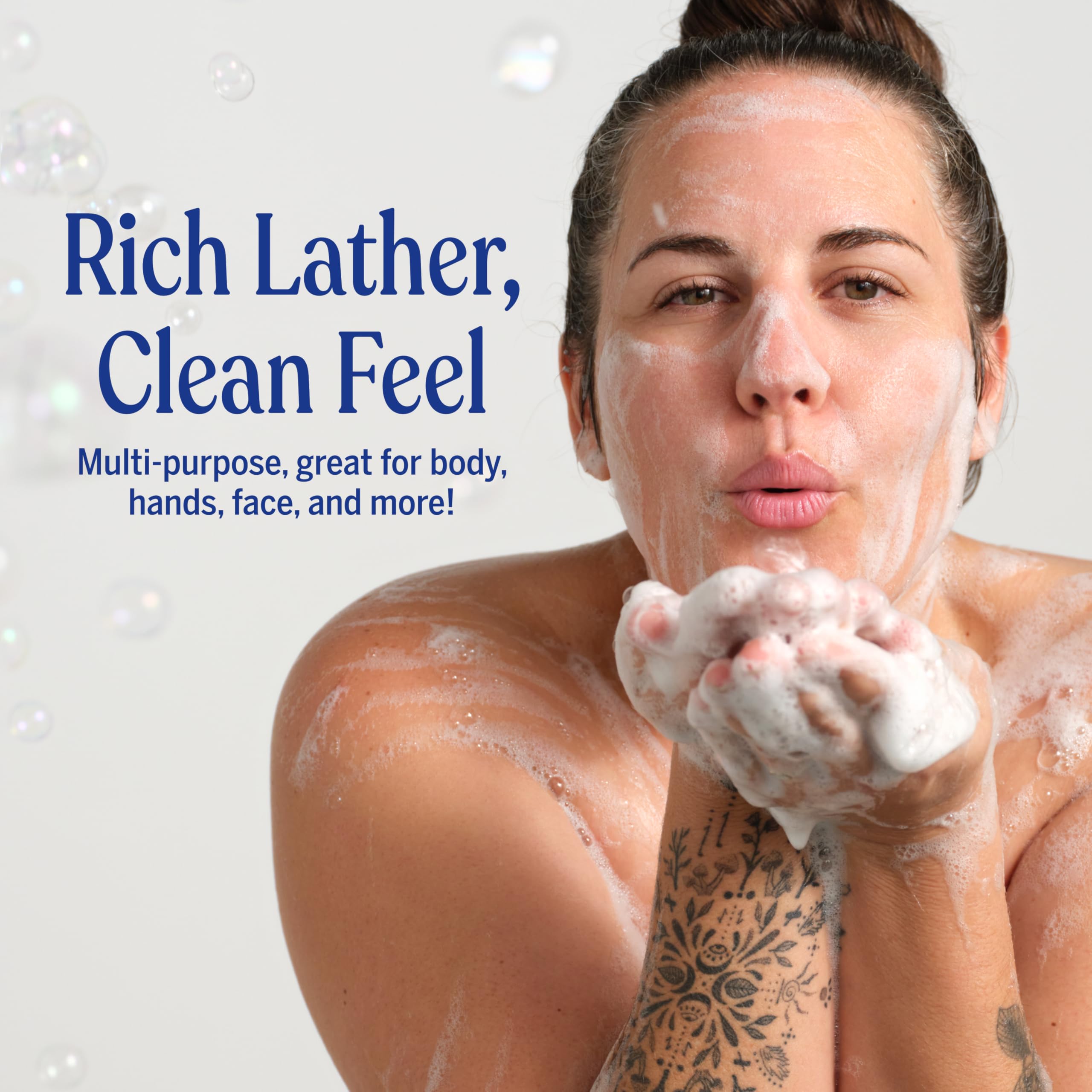 No synthetic foaming agents shown on packaging, highlighting a gentle formula.