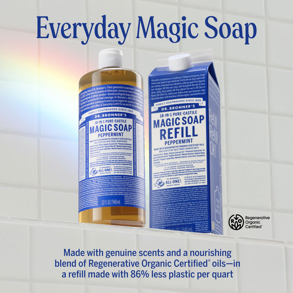 Peppermint castile soap lather close-up highlighting refreshing cleansing.