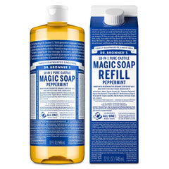 Dr. Bronner’s Pure-Castile Soap bottle, versatile cleanser for skin and beyond.