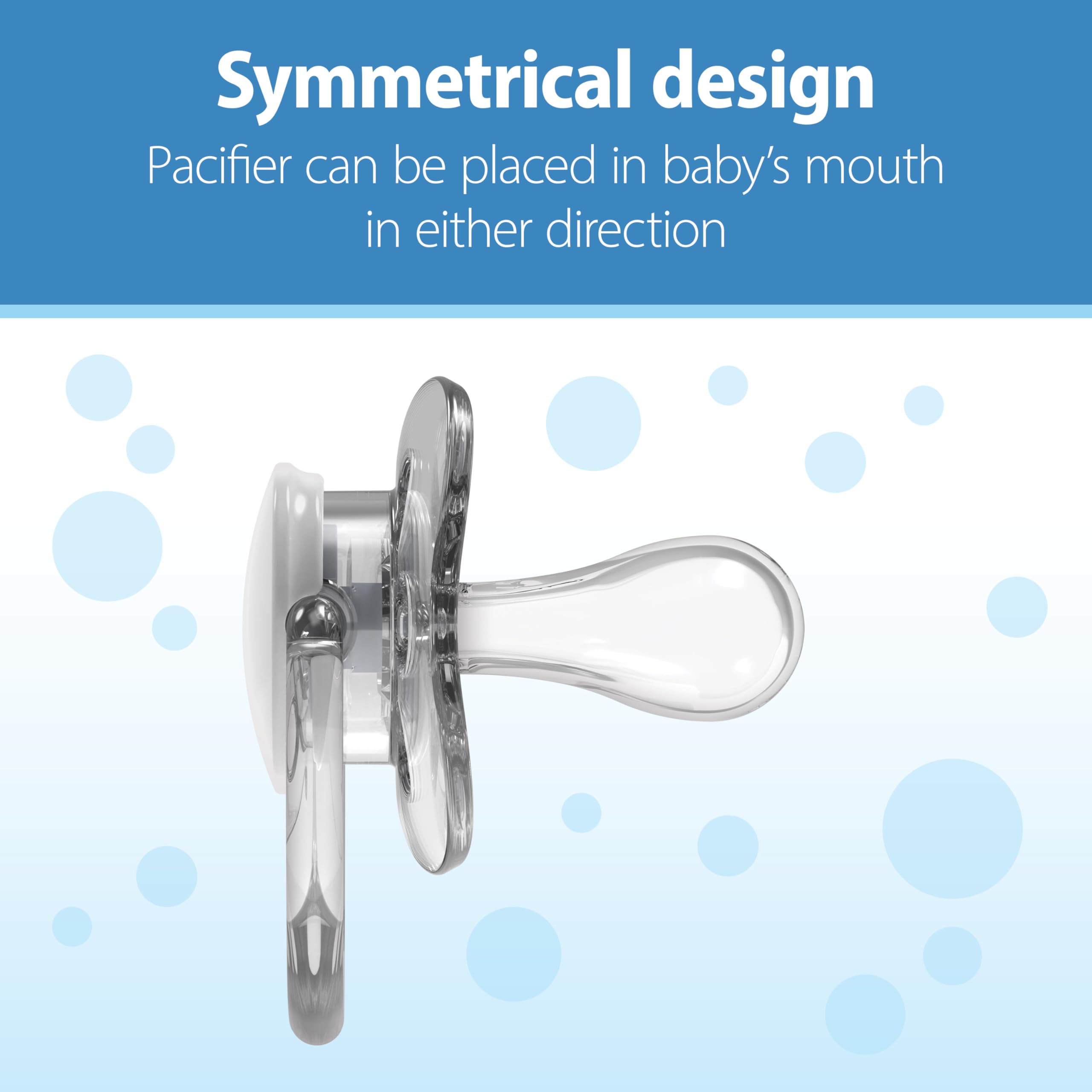 Dr Brown's Advantage pacifier with open shield for breathable comfort.