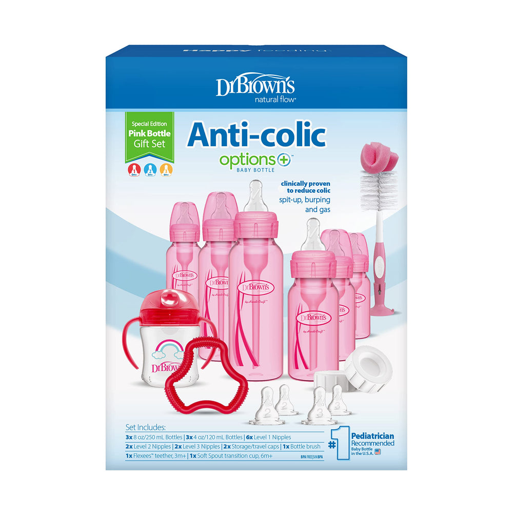 Dr. Brown's anti-colic vent system diagram highlights reduced spit-up potential