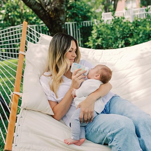 Recyclable glass bottle designed for long-term baby use.