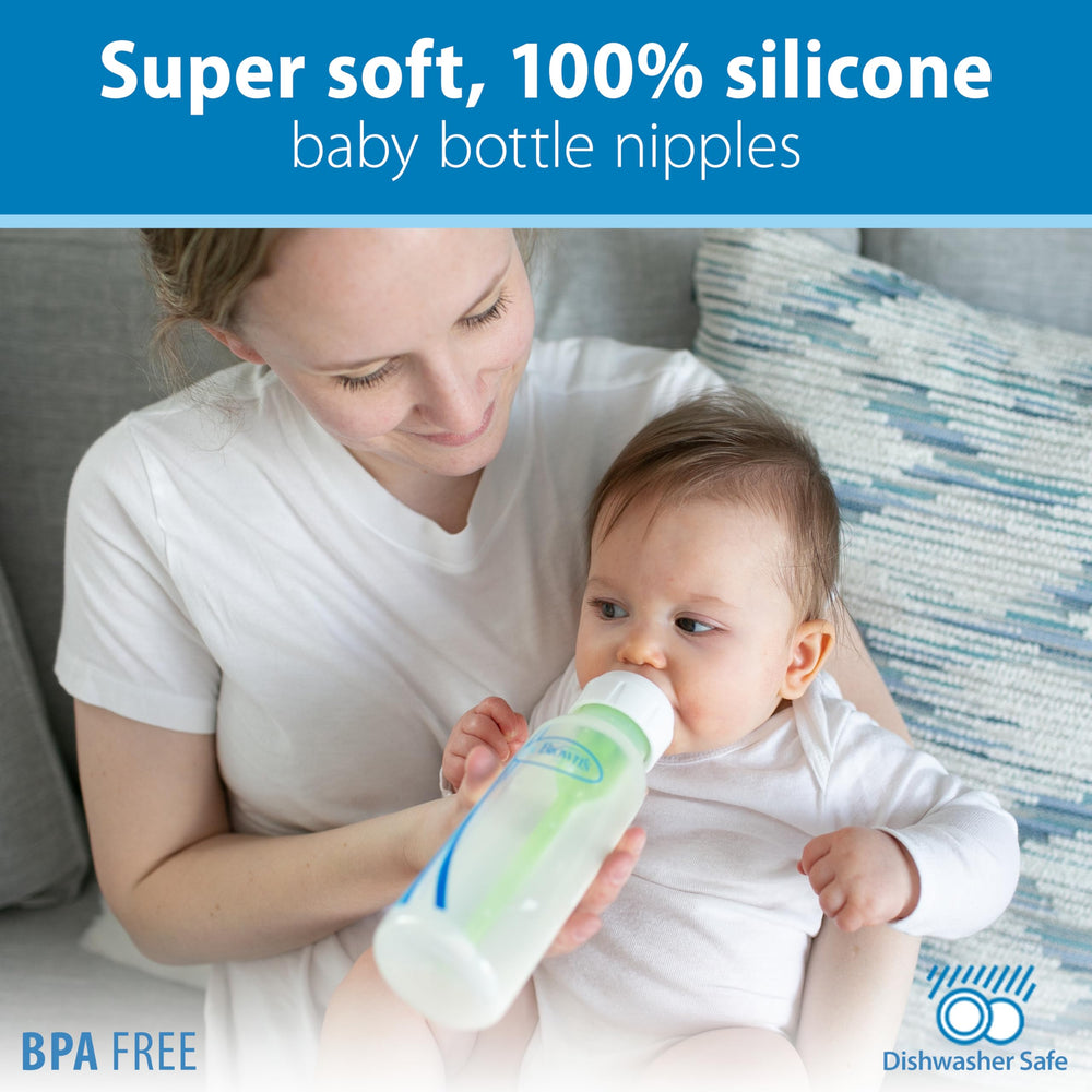 Dr. Brown's BPA-free silicone nipple offers safe feeding.