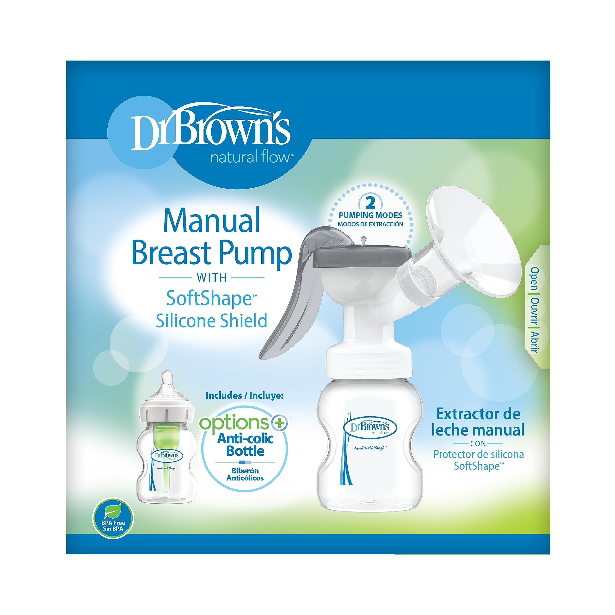 Dr. Brown's curved handle design makes one-handed pumping comfortable.