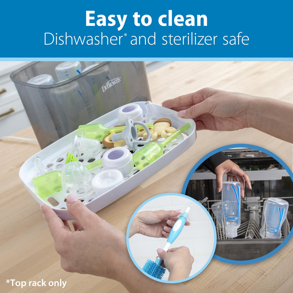 Dr. Brown's silicone nipple is dishwasher-safe for easy cleaning.