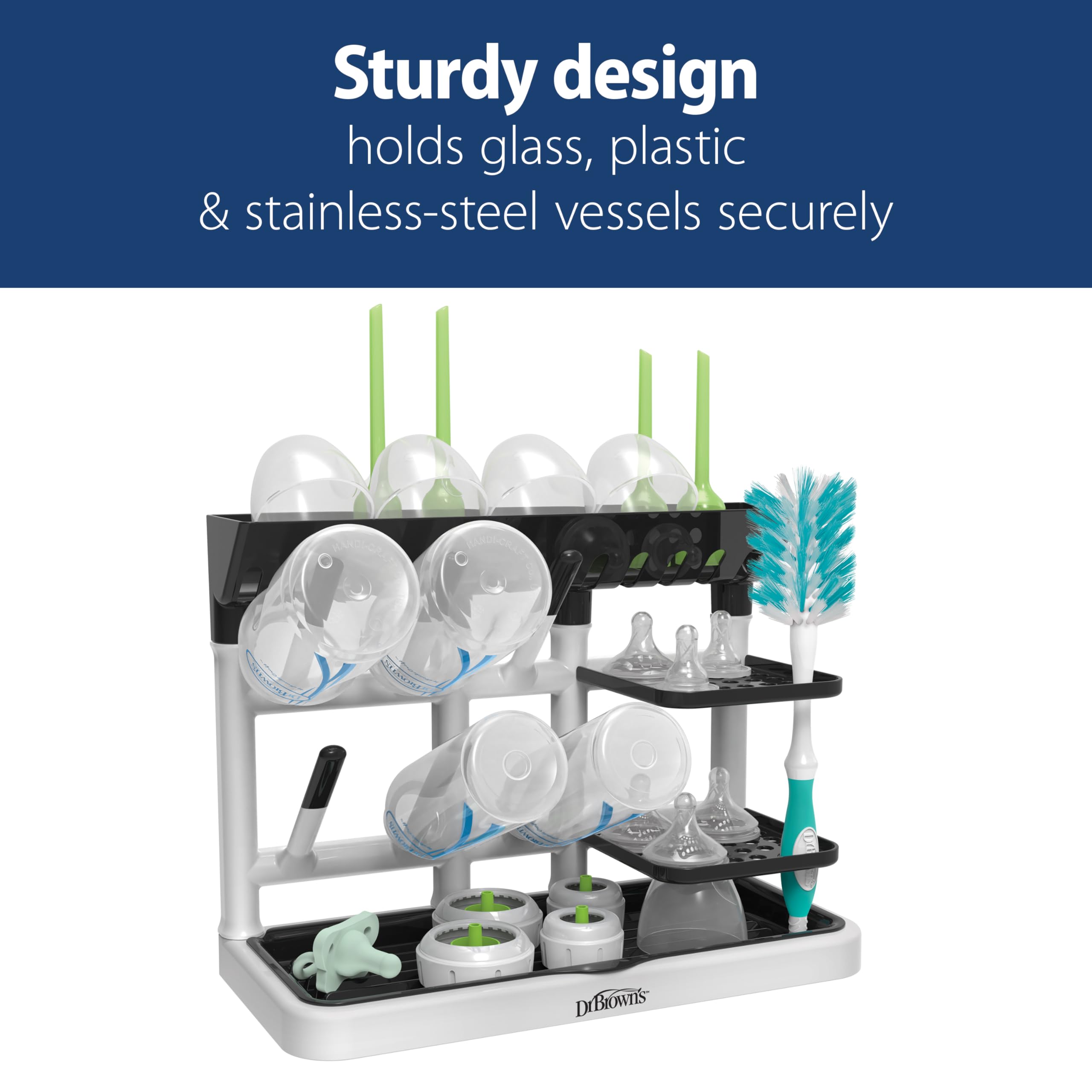 Dr. Brown's Drying Tower holds pacifiers and sippy cups securely.