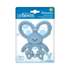 Soft silicone textures on Bunny's arms massage sore gums during teething.