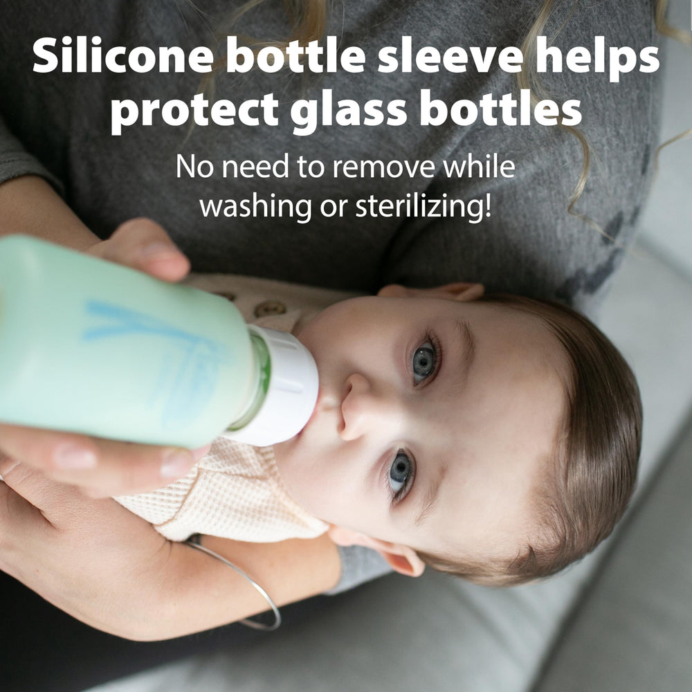 Dr. Brown's glass bottle in dishwasher top rack shows easy cleaning