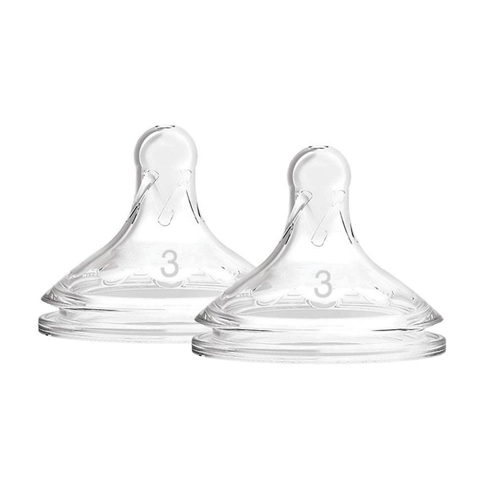 Soft silicone provides comfortable feeding with Dr. Brown's Level-3 wide-neck nipple