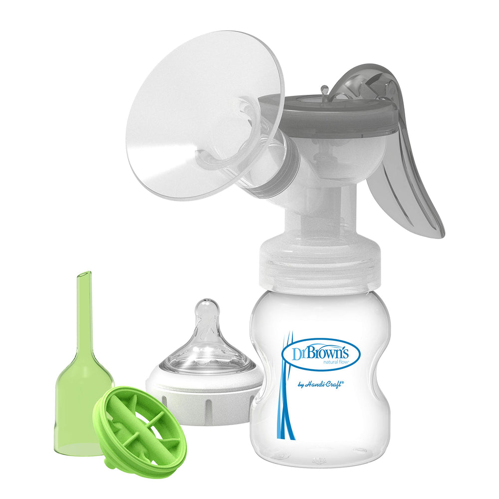 Dr. Brown's manual pump with SoftShape Shield provides gentle, comfortable sealing for efficient expressing.